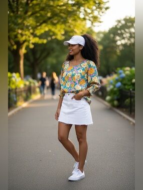 BiBi Floral Long-Sleeve Top in Yellow, Teal & Pink